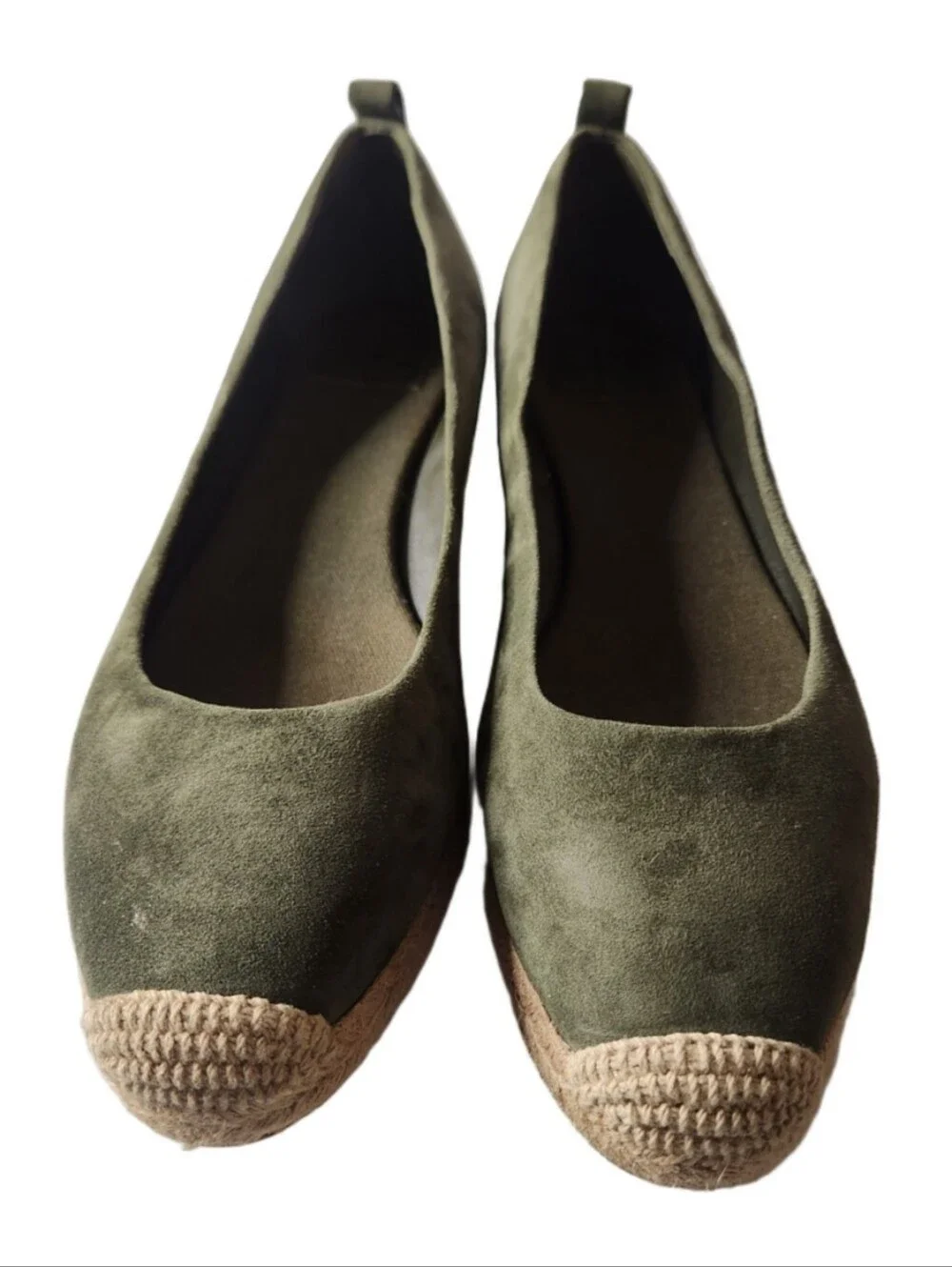 Tory Burch Olive Suede Espadrille Leccio with Natural Jute 10.5 Nwob
